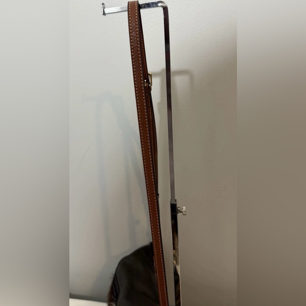 Hand Tooled Cowhide Leather Crossbody Bag Hair-On Brown White Fringe Western - Picture 10 of 12